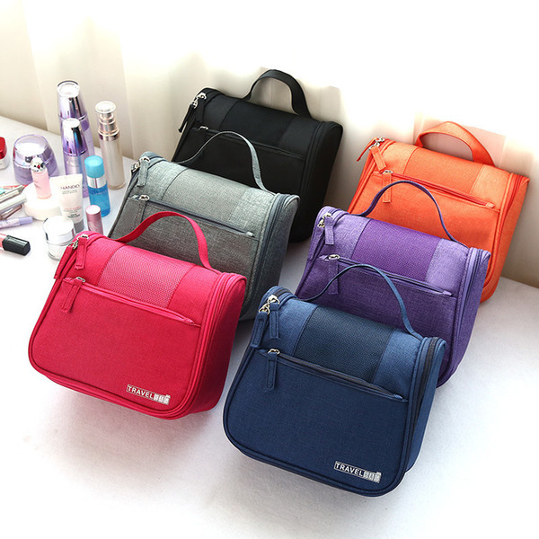 Women's Pure Color Travel Cosmetic Bag Cosmetologist Large Capacity nylon Cosmetic Bag Multifunctional Organizer Portable toiletry bag