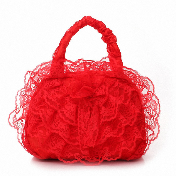 2017 Fashion New Designer Handbag Women Totes Red Color Lace Bride Bags wedding bag High Quality cosmetic bag for women