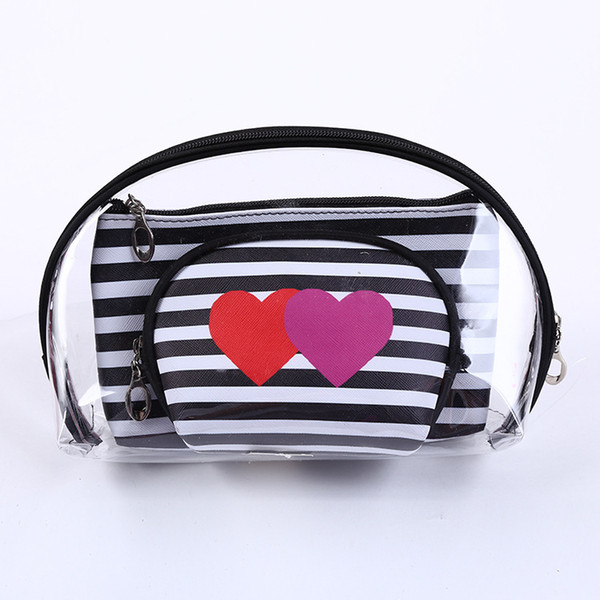 3pcs/set Fashion Brand Cosmetic Bags Waterproof pouch Neceser Portable Make Up Bag Women PVC Pouch Travel kit Toiletry Bag