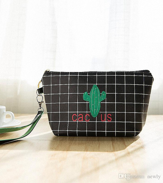 Cute Women Cosmetic Bag Travel Makeup Case Zipper Plant Cactus Make Up Bags Organizer Storage Pouches Toiletry sundry Bags