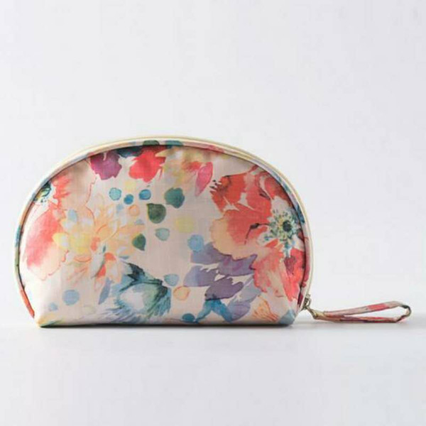 Semicircle Shells Floral pattern cosmetic bag Portable Storage Bag Make up Toiletry Bag for women yrr-43