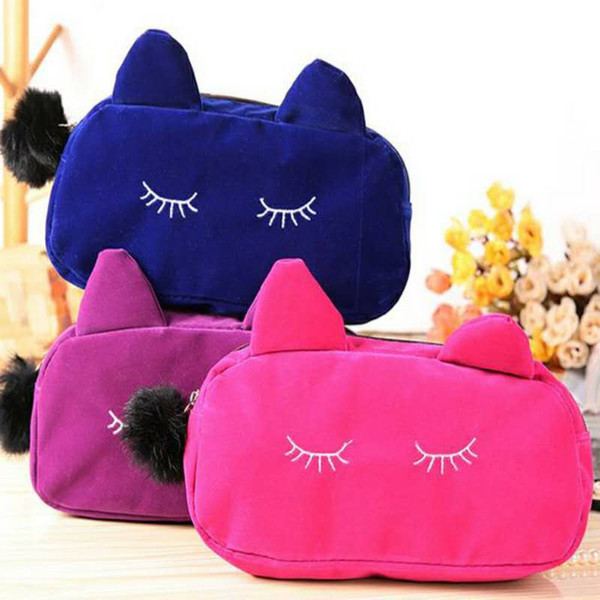 Cute Cat Neceser Beautician Vanity Travel Toiletry Make Up Makeup Suitcase Case Storage Pouches Women Cosmetic Bag Organizer