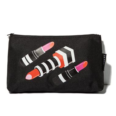 AE011 Cozy Casual solid lipstick prints cotton Canvas Women lady girl Cosmetic MakeUp Organizer Storage Bag 0.15