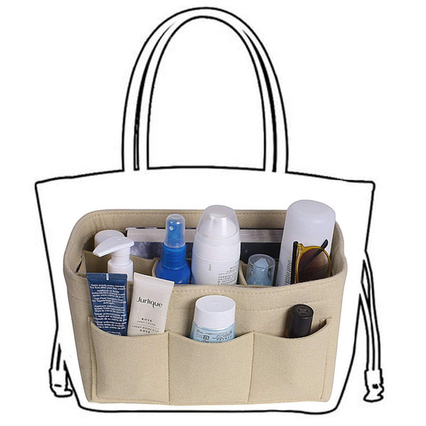 Felt Cloth Inner Bag Women Fashion Handbag Multi-pockets Storage Cosmetic Organizer Bags Luggage Bags Accessories Cosmetic Bag
