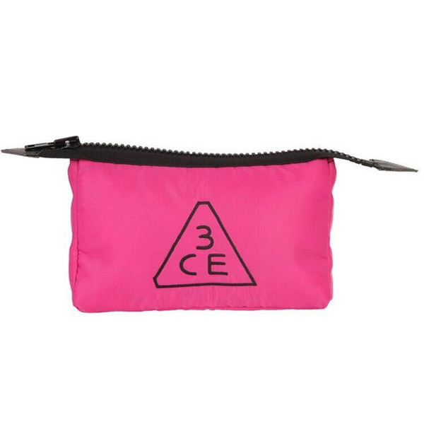 Women Brand Letters Cosmetic Bags Embroidered Fuchsia Mini Waterproof Makeup Bags Zipper Pouch Women Toiletry Cases Travel Portable Handbag