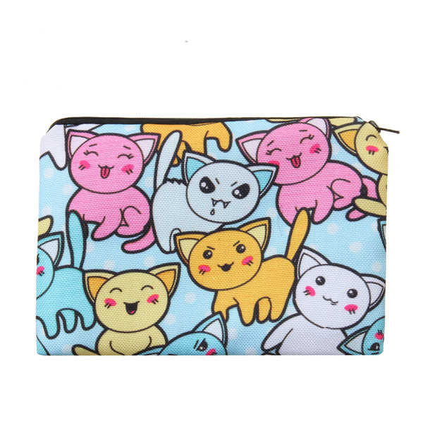 Cartoon Cats Portable Type Makeup Bags Cosmetic Case Maleta De Maquiagem Bags Storage Travel Makeup Bag Brand Pencil Case