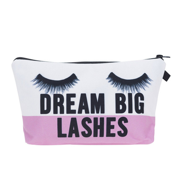 Makeup Storage Bag Dream Big Lashes Printing Cosmetic Bag Fashion Women Brand Makeup Bag