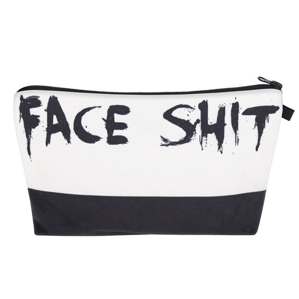 4 Style Cosmetic Bag Face Shit 3D Printing Cosmetic Organizer Bag Fashion Women Brand Makeup Bag