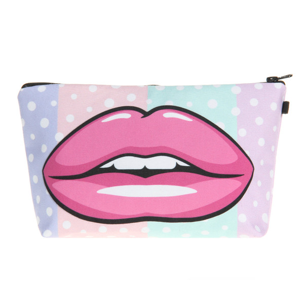 Makeup Storage Bag 3D Printing Red Lips Makeup Bag Fashion Women Brand Cosmetic Bag