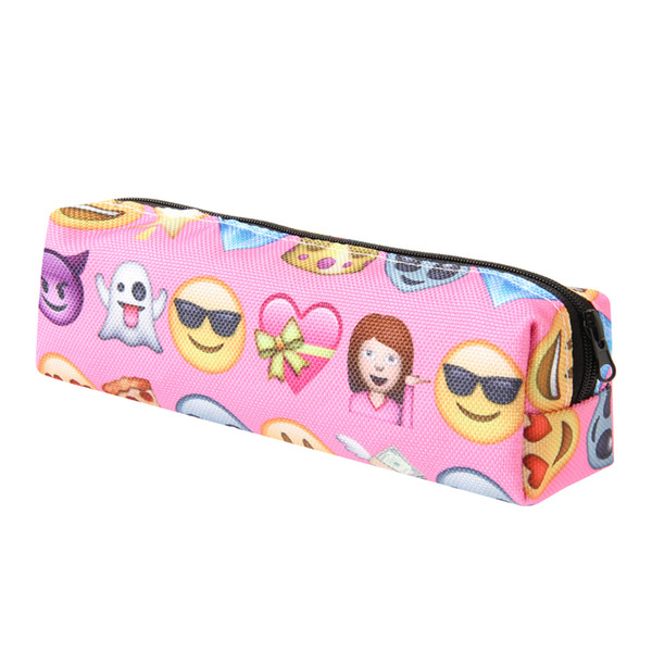 3D Print Cosmetic Bag 2018 Fashionable Girl Emoji Makeup Bag Stationery Pouch Kids School Pencil Bag