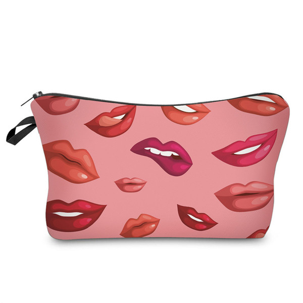 2 Style High Quality Female Lips Pattern Organizer Pouch Storage Makeup Bag Women Lady Zipped Travel Cosmetics Bags Gifts Popular