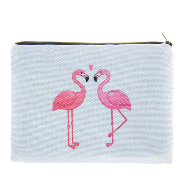 White Flamingos 3D Printing Simple Makeup Bag Neceser Cosmetic Case Women Trousse De Maquillage Organizer Pencil Case