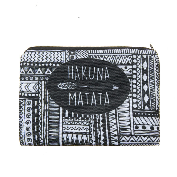 Hakuna matata Portable Type Make up Bags Cosmetic Case Maleta de Maquiagem Bags Storage Travel Makeup Bag Brand Pencil case