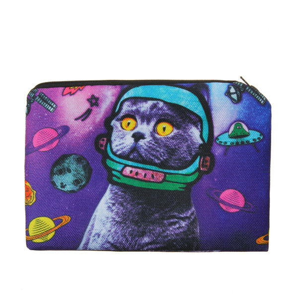 Space Cat Portable Type Make up Bags Cosmetic Case Maleta de Maquiagem Bags Storage Travel Makeup Bag Brand Pencil case