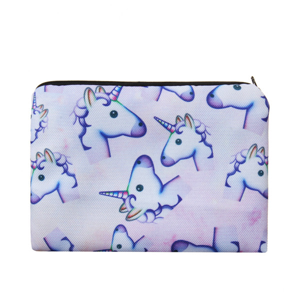 Unicorn Simple Square Cosmetic Bags 3D Printed Polyester Travel Makeup Bag