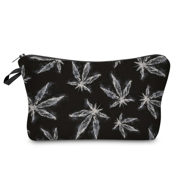 Hot Sale Female Women Maple Leaves Printing Travel Cosmetic Bags Lady Zipped Organizer Pouch Storage Makeup Bag