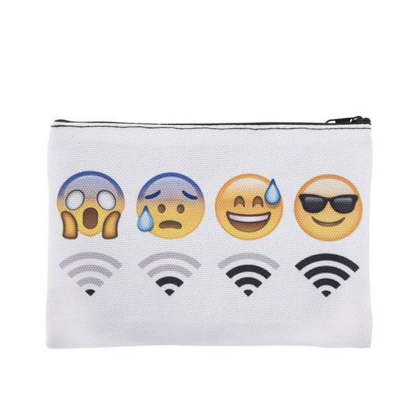 2018 Hot Sale Cosmetic Bags 3D Printing Emoji Wifi Women Travel Makeup Bag