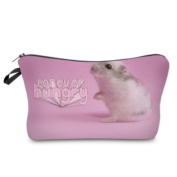 Hot Sale Female Cute 3D Hamster Pattern Cosmetic Organizer Pouch Storage Bag Gift Fashion Women Lady Travel Makeup Bags Popular