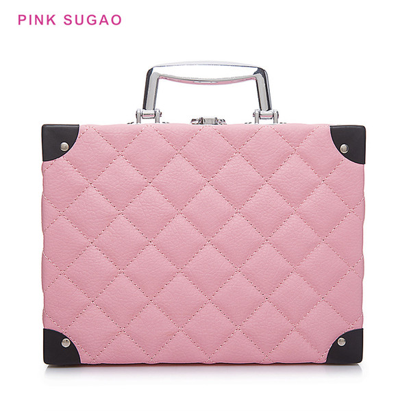 Pink sugao designer makeup bag women cosmetic bags new fashion rhombus embroidery cosmetic bag portable travel storage bag finishing box BHP