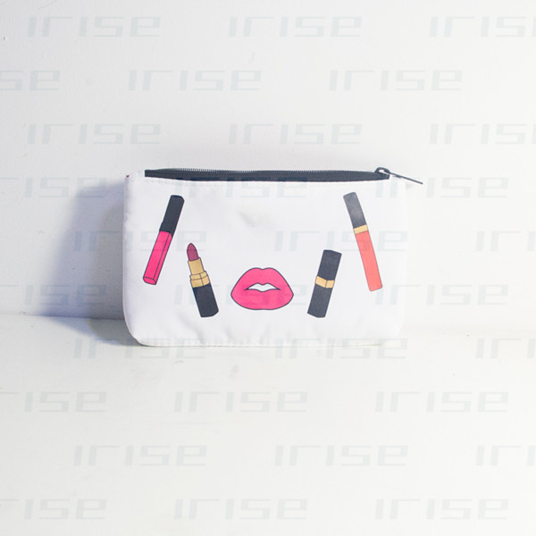 Fashion brand white lipstick cute cosmetic case luxury makeup organizer bag beauty toiletry pouch vanity clutch purse boutique VIP gift