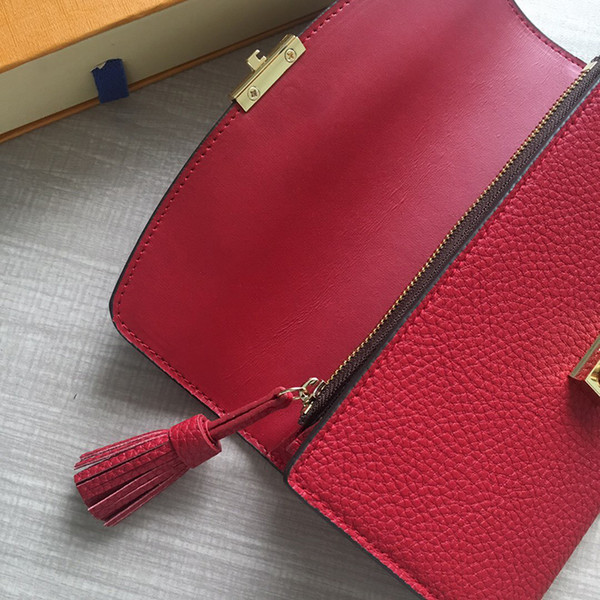 60207 Fold Buckle Tassel wallets Five color Designer Wallet Designer women wallets Handbags purses 60207 Come with BOX