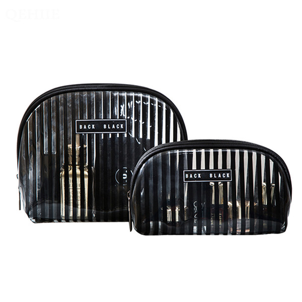 Travel Organizer Bag Striped PVC Makeup Cosmetic Toiletry Zip Bag Waterproof Clear Transparent Pouch Portable S/L Size Casual Bags Wash Bag