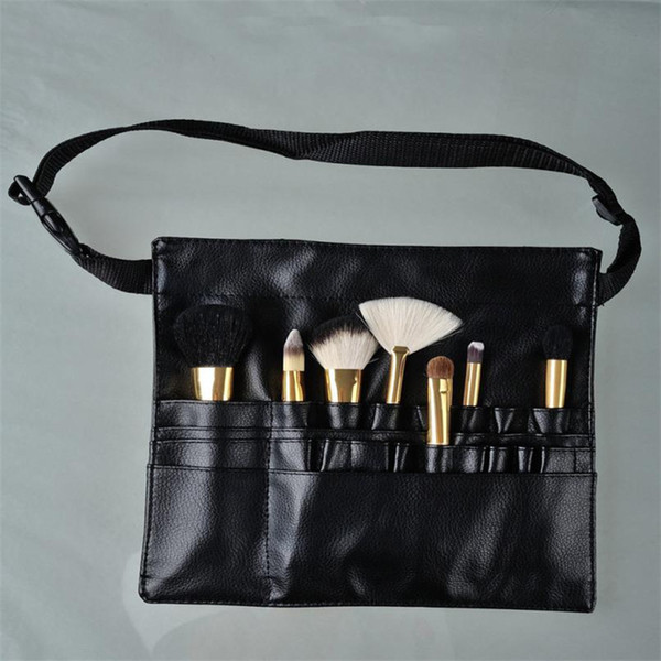 Wholesale- Three Arrays Makeup Brush Apron with Artist Belt Strap Leather Make Up Brush Bag Holder Professional Cosmetic Bags Cases neceser