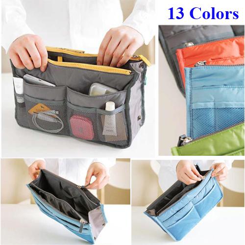 13 Colors Bag in Bag Fashion Storage Bag Women Cosmetic Bags Travel Insert Handbag Purse Large Liner Organizer Bags Cosmetic Storage Bags