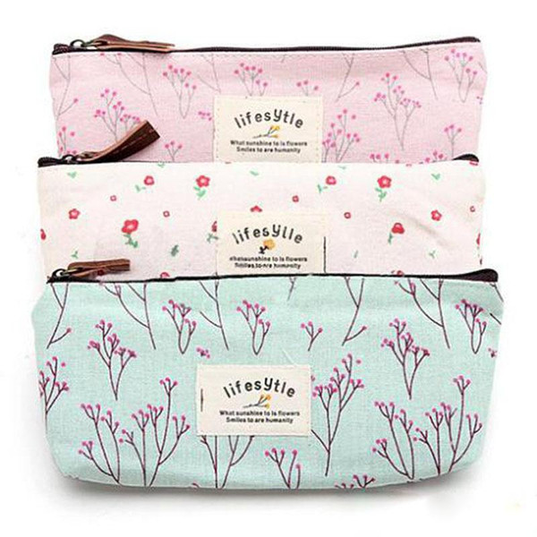 Hot Sale Flower Floral Pencil Pen Canvas Case Cosmetic Small Makeup Tool Bag Storage Pouch Purse