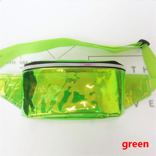 2018 Women PVC Jelly color Clear Fanny Waist bag chest pack sparkle festival hologram Beach bag 10 inch