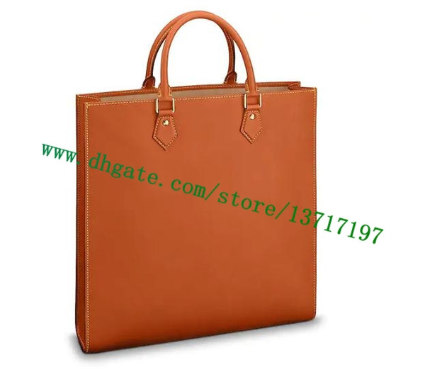 Top Grade Brown Canvas Coated Real Leather lady Handbag SAC PLAT M51140 Women Designer Tote Bag Oxidization