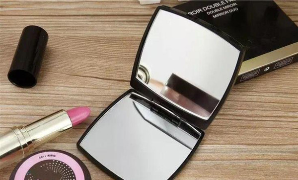 Hot sale with logo Folding double side mirror with gift box black makeup mirror Portable classic style