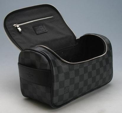 Fashion Women's Bags Black Plaid Cosmetic Bag Travel Wash Bag