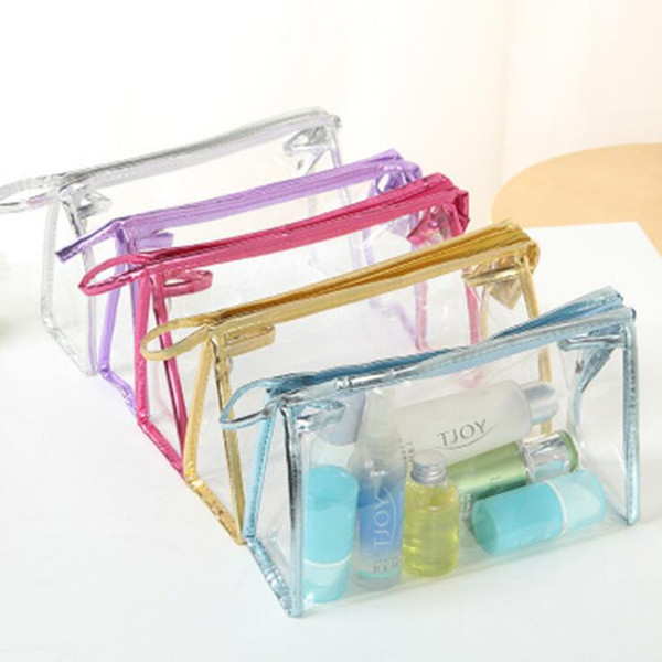 Clear Waterproof Makeup Bags Fashion Women Transparent Cosmetic Bag Travel Storage Bags 5 Colors 100pcs OOA5275