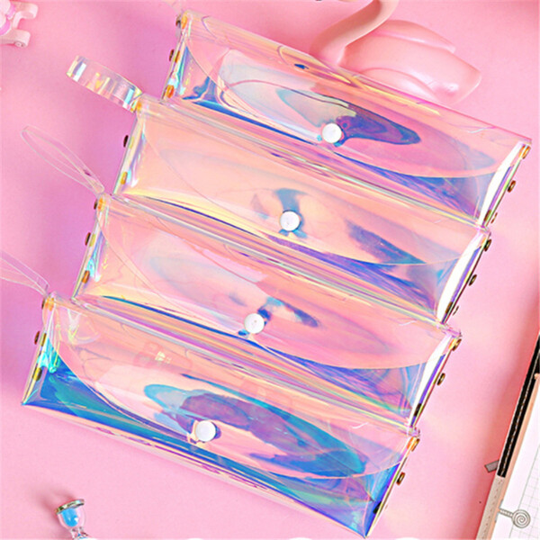 Girl Transparent Laser Cosmetic Bag Women Holographic Make Up Brush Bags Small Travel Toiletry Makeup Case Student Pencil Pouch