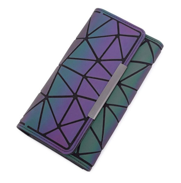 New Fashion Luminous wallet Women PVC Long Style clutch bag Patchwork Lattice Wallets Top Zipper Phone Bags