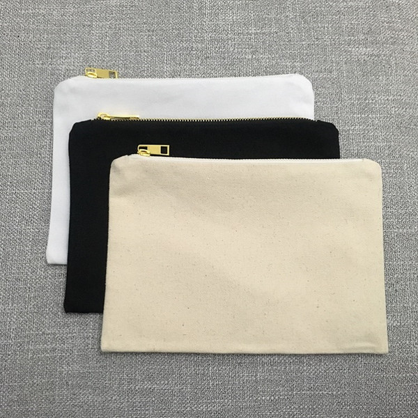 7x10 Inches Black Cosmetic Pouch Calligraphy Bag Blank Canvas Makeup Bag Cotton Makeup Pouch Bridesmaid Gift for DIY Foil printing