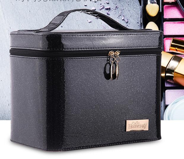 Fashion women's Makeup box Bag case lady's High Heel Pattern Portable Cartoon Make up Case Leather Beauty Case Trunk Hand Held Coametic Bag