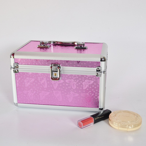 Aluminum Cosmetic Makeup Train Professional Case Box Quality With Mirror Jewelry Organizer Box With Lock Makeup Artist Wholesale 24x15x16CM