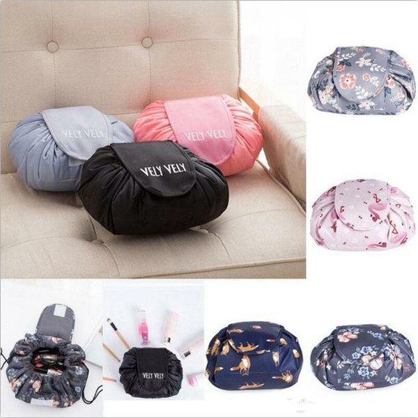 Lazy Vely Vely Portability Magic Travel Pouch Cosmetic Bag 7 Styles Portable Drawstring Makeup Bags Storage Bags