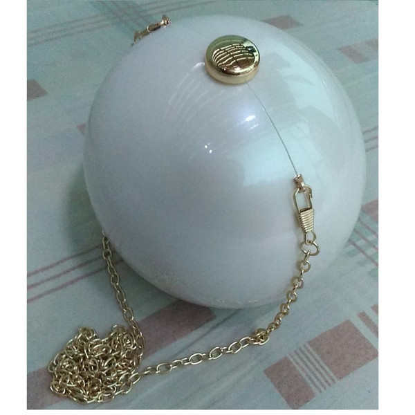 White pearl chain shoulder evening bags for women acrylic material ball-shape crossbody bags lady dinner bag