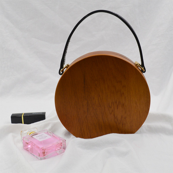 High quality retro wooden half round evening bags New fashion European and American style girls handbag