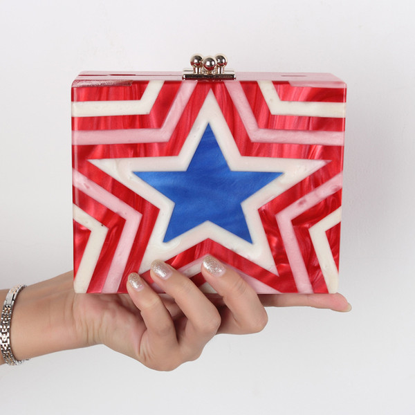 New Pearlescent evening bags women crossbody clutches creative star pattern fashio ladies shoulder bag acrylic bag