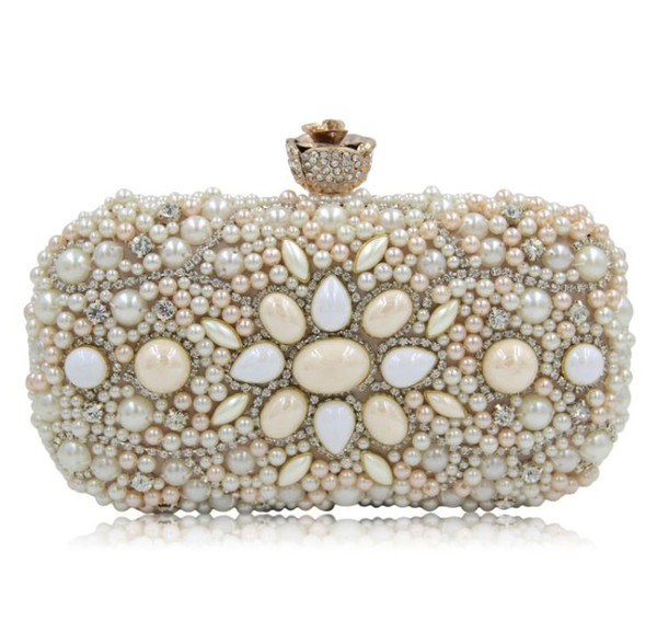 Evening bags Hand bags Bridesmaid clutches Evening purses handbags Banquet One-sided hot drilling pearl Diamond Cosmetic clutch bag 544