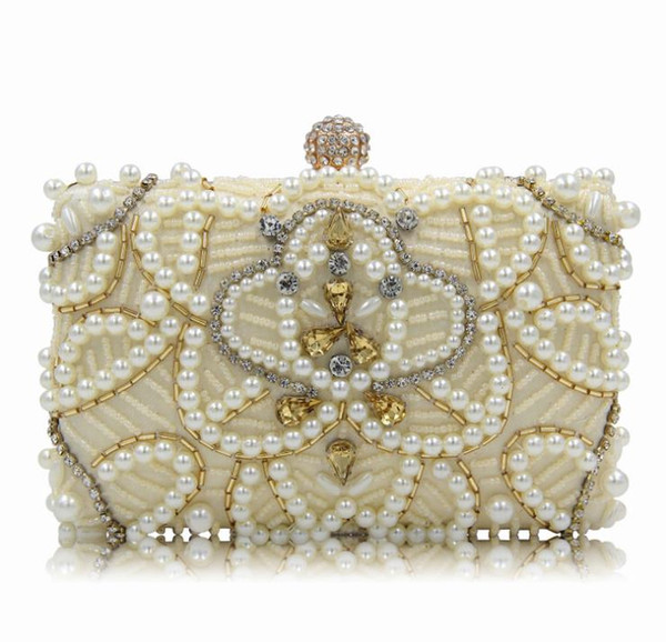 Evening bags Hand bags Bridesmaid clutches Evening purses handbags Banquet One-sided hot drilling pearl Diamond Cosmetic clutch bag 541