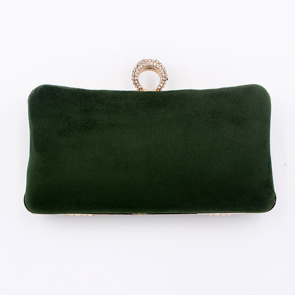 Vintage Women Evening Clutches Bags Purse Wedding Green Velour Bridal Handbags for Prom Party with Detachable Chain Strap