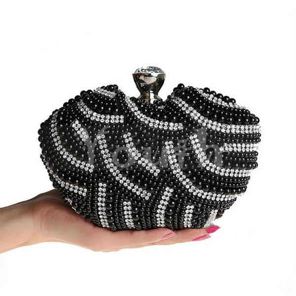 Chic Pearls crystal clutch evening bags handmade beads bridal purse party bridesmaid pearls Diamond handbags in 3 colors luxury - S03114