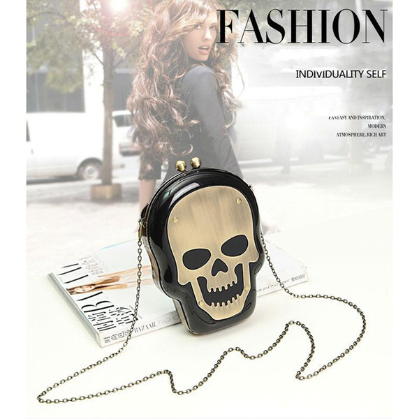 Free Shipping Women Lady Punk Skull Acrylic Clutch Messenger Bag Evening Shoulder Purse Perfume Bag Monster Knuckle - A009