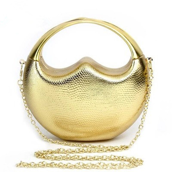 Luxury Love Heart Designed Brand Evening Bags Elegant Alloy Women Clutch Handbag Frame Party Purse Chain Messenger with Handle