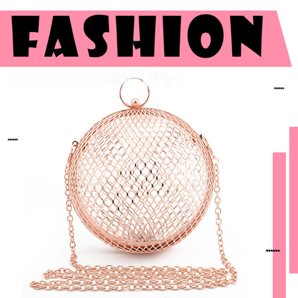 Global Evening Bags Luxury Globes Bag Earth Bag Metal Hollow Ball Handbag Cutout Clutch Shoulder Chain Messenger Purse - L6067